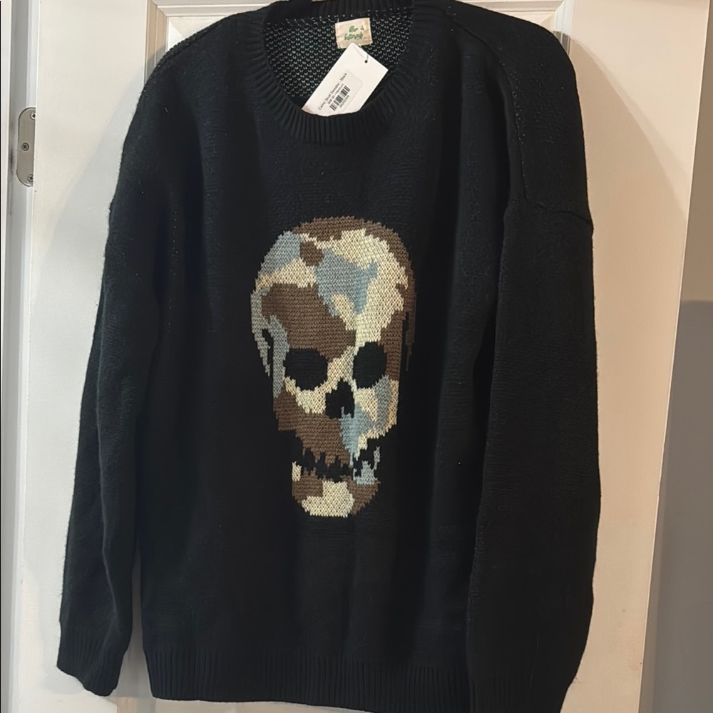 Black Camo Skull Sweater